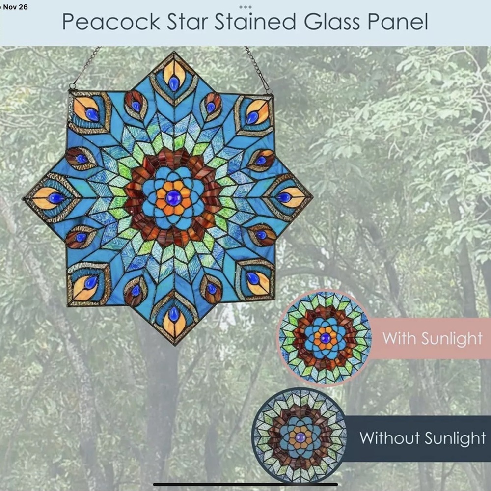 Beautiful 24 inch stained glass diamond shape - Picture 6 of 6